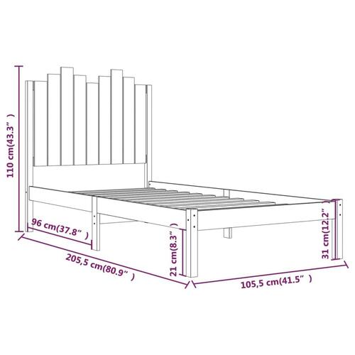 Sengeramme 100x200 cm massivt fyrretræ sort