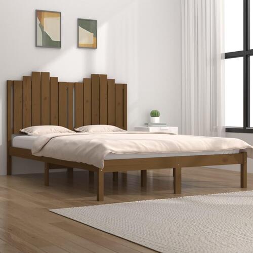 Sengeramme 120x200 cm massivt fyrretræ gyldenbrun