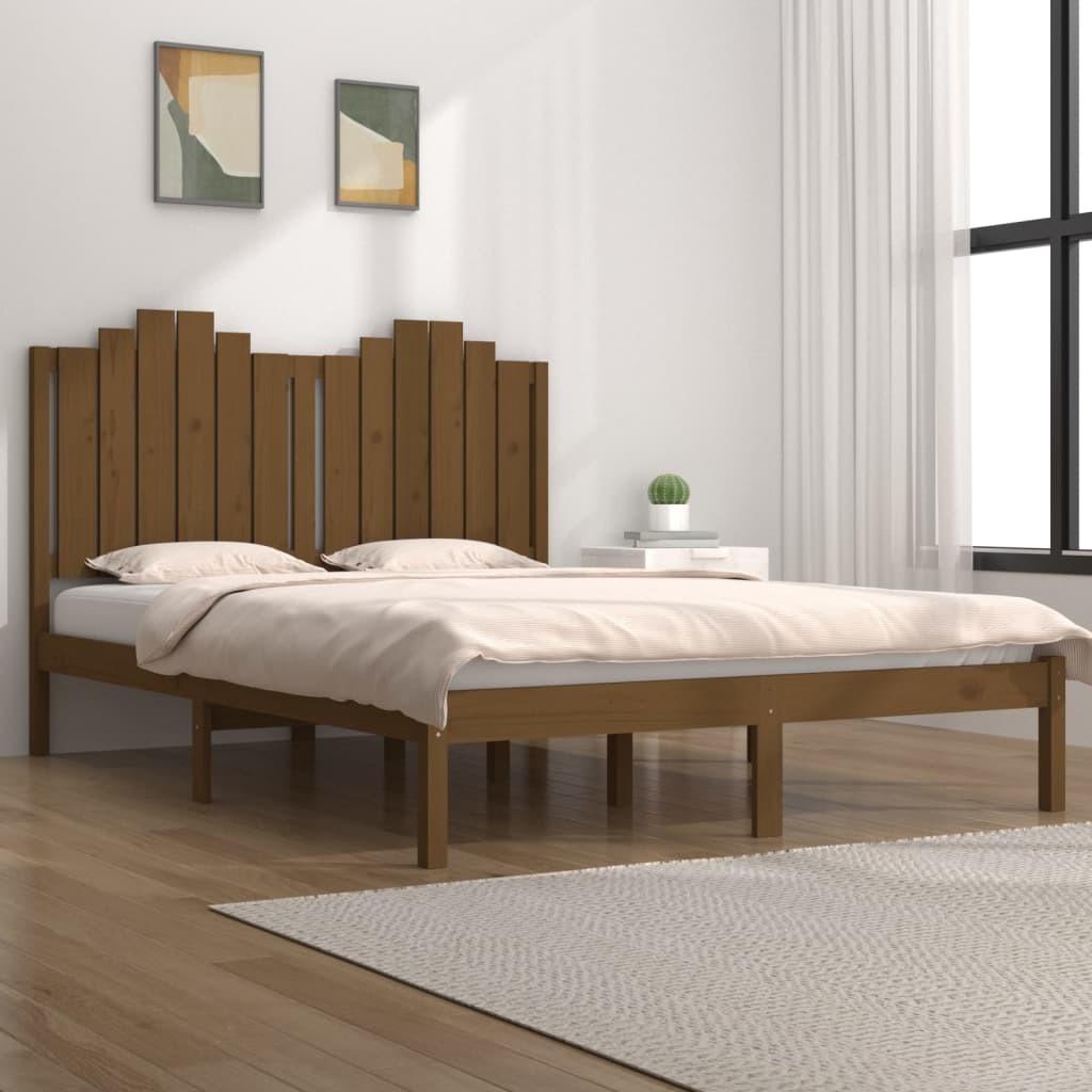Sengeramme 120x200 cm massivt fyrretræ gyldenbrun