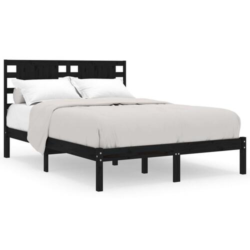 Sengeramme 140x190 cm massivt fyrretræ sort