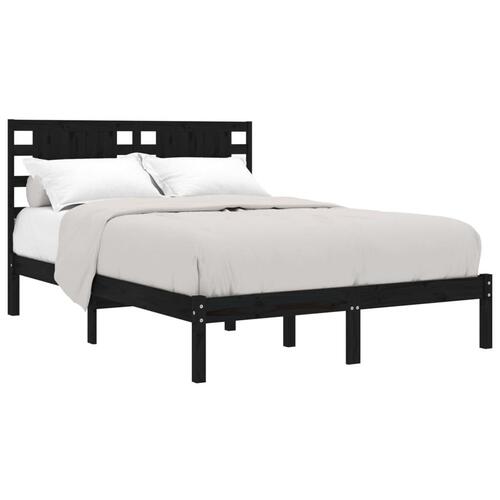 Sengeramme 140x190 cm massivt fyrretræ sort