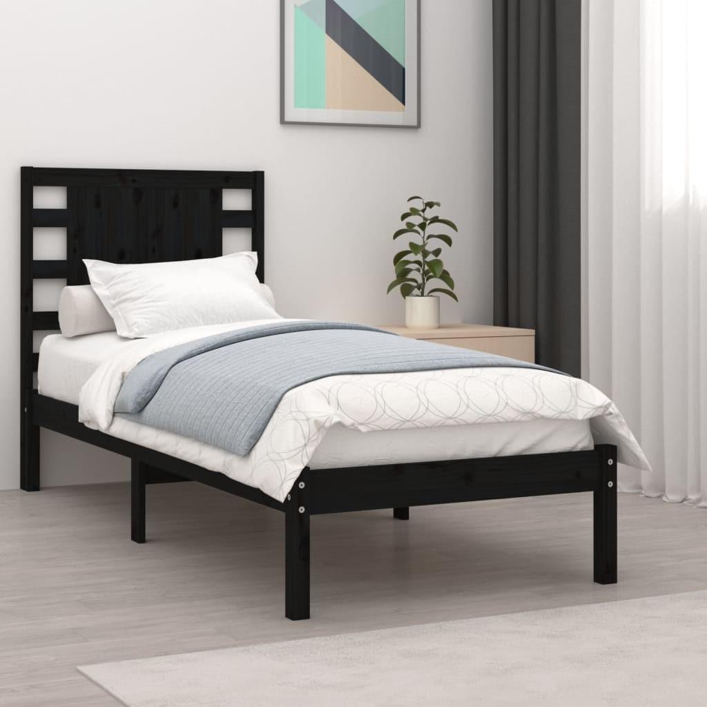 Sengeramme 100x200 cm massivt fyrretræ sort