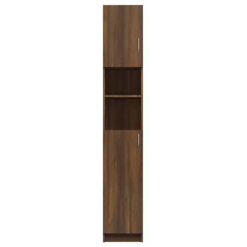 Badeværelsesskab 32x25,5x190 cm konstrueret træ brun egetræ