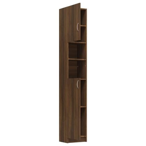 Badeværelsesskab 32x25,5x190 cm konstrueret træ brun egetræ