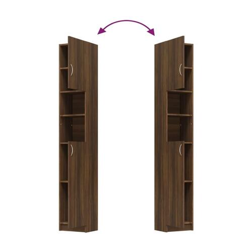Badeværelsesskab 32x25,5x190 cm konstrueret træ brun egetræ