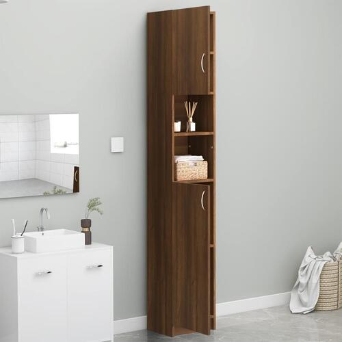 Badeværelsesskab 32x25,5x190 cm konstrueret træ brun egetræ