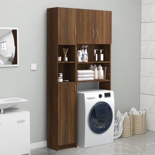 Badeværelsesskab 32x25,5x190 cm konstrueret træ brun egetræ