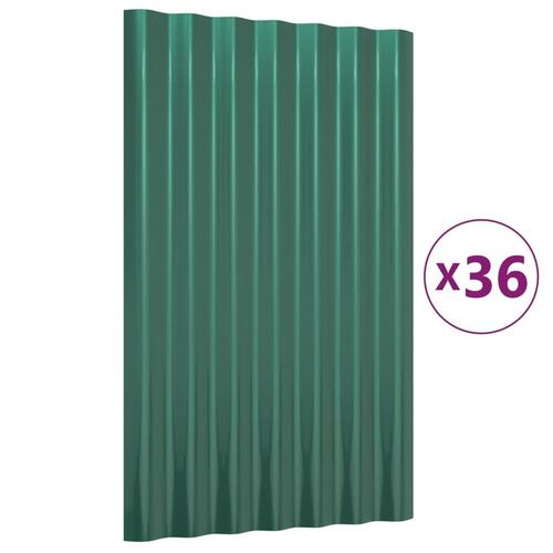 Tagplader 36 stk. 60x36 cm pulverlakeret stål grøn