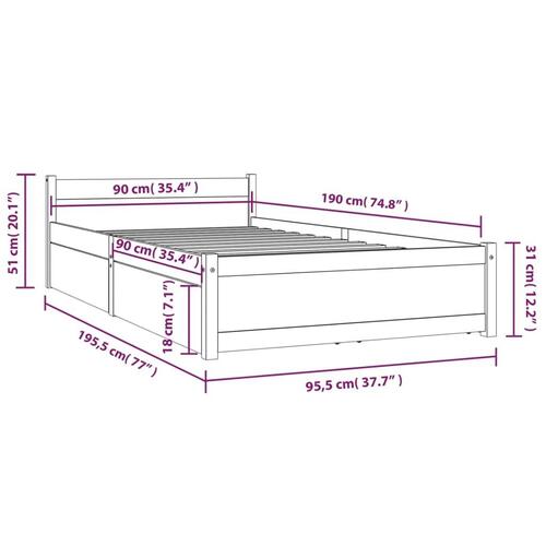 Sengeramme med skuffer 90x190 cm single