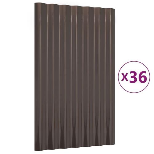 Tagplader 36 stk. 60x36 cm pulverlakeret stål brun