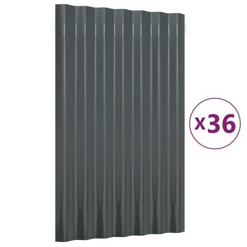 Tagplader 36 stk. 60x36 cm pulverlakeret stål antracitgrå