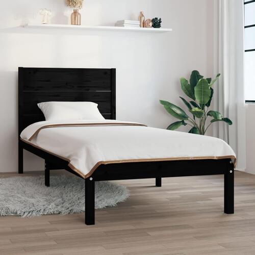 Sengeramme 90x190 cm Single massivt træ sort