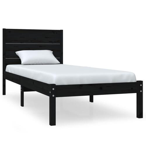 Sengeramme 90x190 cm Single massivt træ sort
