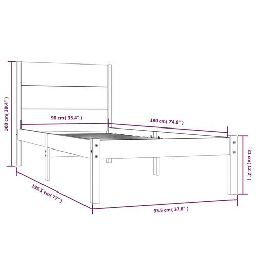Sengeramme 90x190 cm Single massivt træ sort