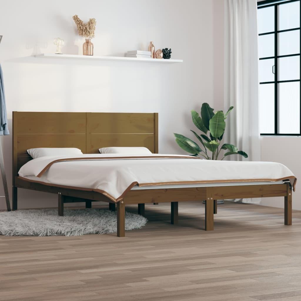 Sengeramme 120x190 cm Small Double massivt træ gyldenbrun
