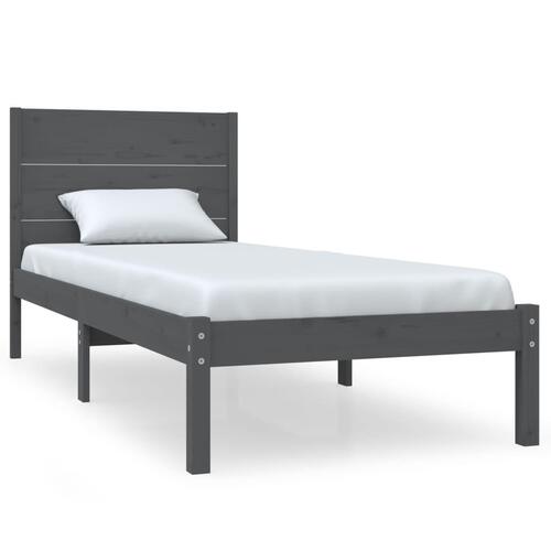 Sengeramme 90x200 cm massivt fyrretræ grå