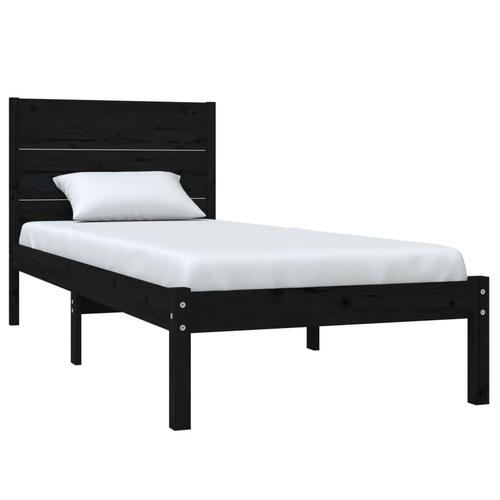 Sengeramme 90x200 cm massivt fyrretræ sort
