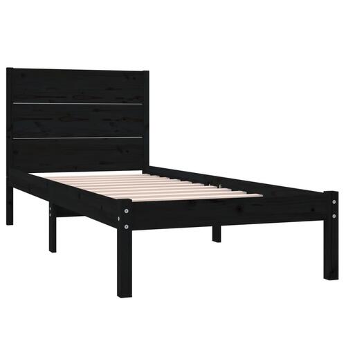 Sengeramme 90x200 cm massivt fyrretræ sort