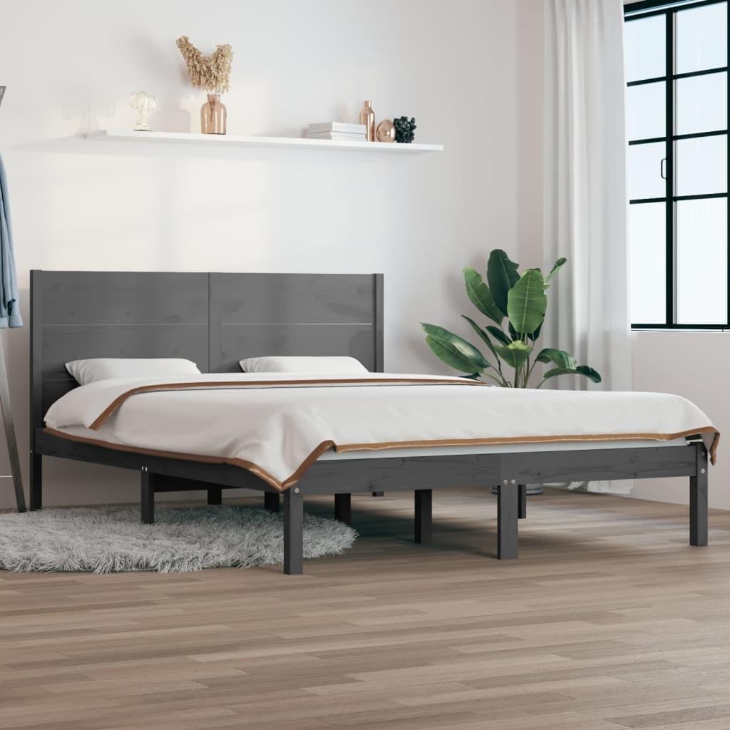 Sengeramme 120x200 cm massivt fyrretræ grå