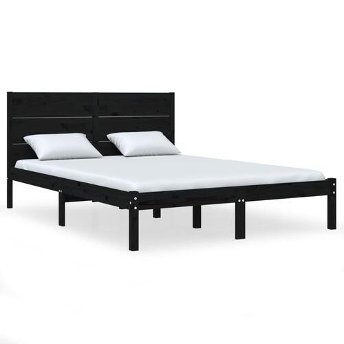 Sengeramme 120x200 cm massivt fyrretræ sort