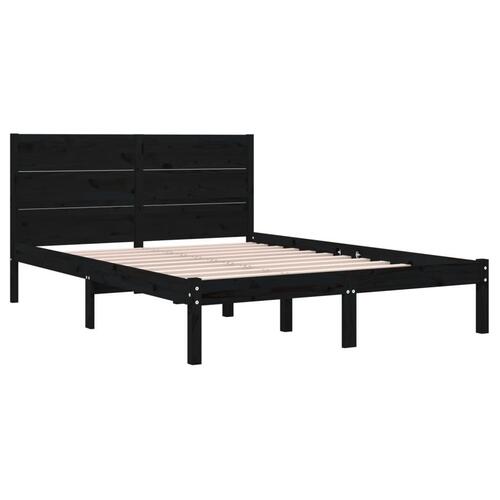 Sengeramme 120x200 cm massivt fyrretræ sort