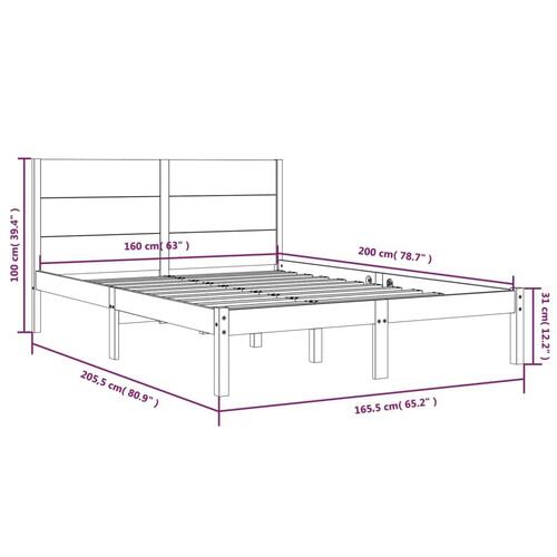 Sengeramme uden madras 160x200 cm massivt fyrretræ