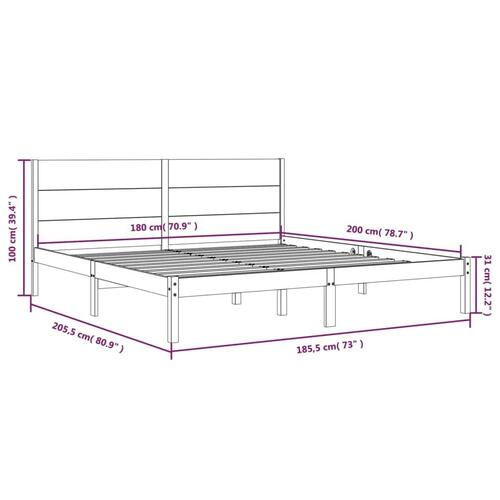 Sengeramme 180x200 cm massivt fyrretræ