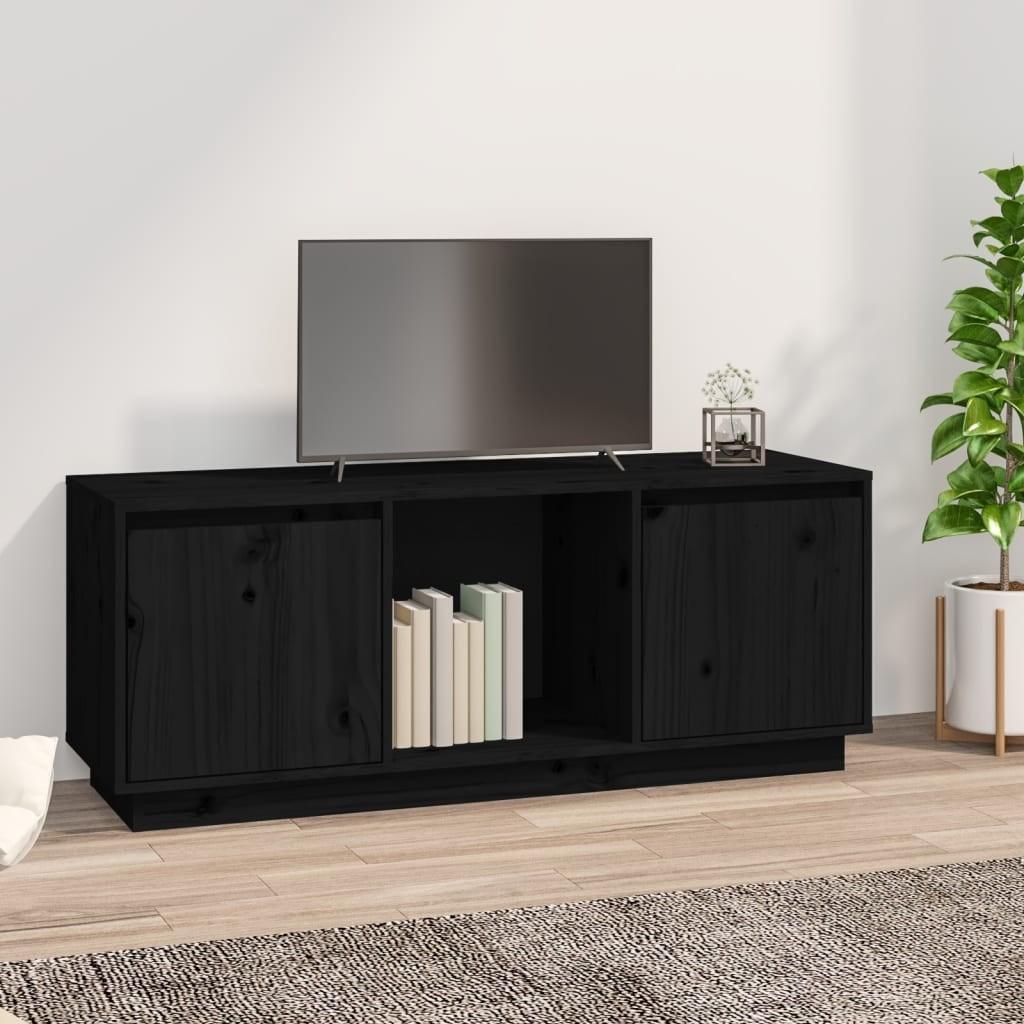 Tv-bord 110,5x35x44 cm massivt fyrretræ sort
