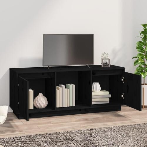 Tv-bord 110,5x35x44 cm massivt fyrretræ sort