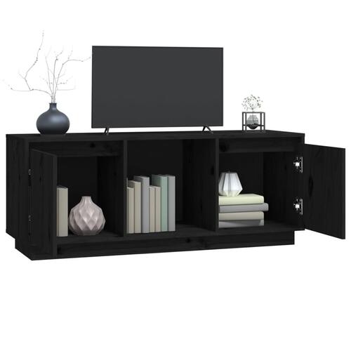 Tv-bord 110,5x35x44 cm massivt fyrretræ sort