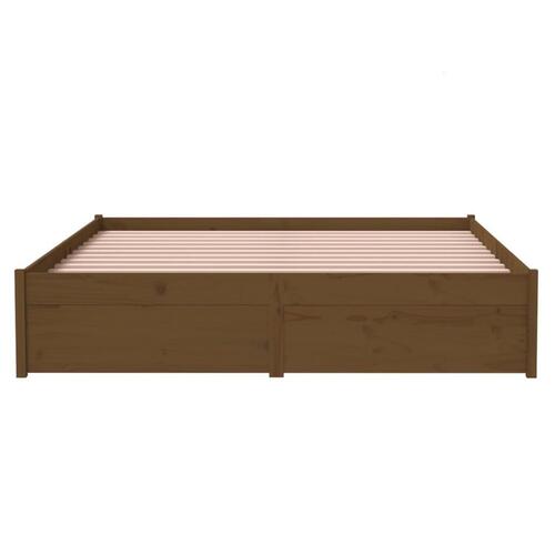 Sengeramme 140x190 cm massivt træ gyldenbrun