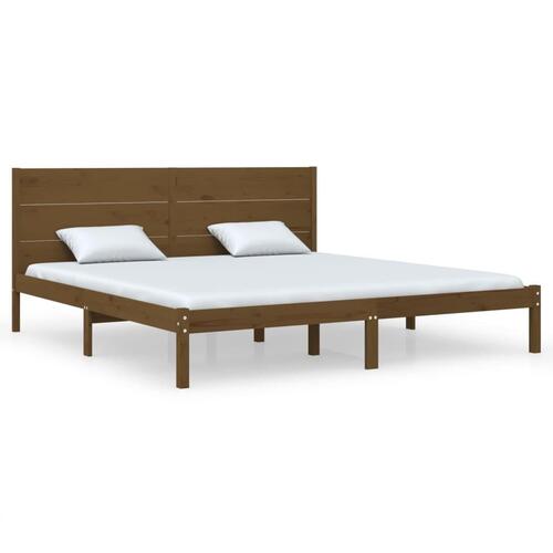 Sengeramme 200x200 cm massivt fyrretræ gyldenbrun