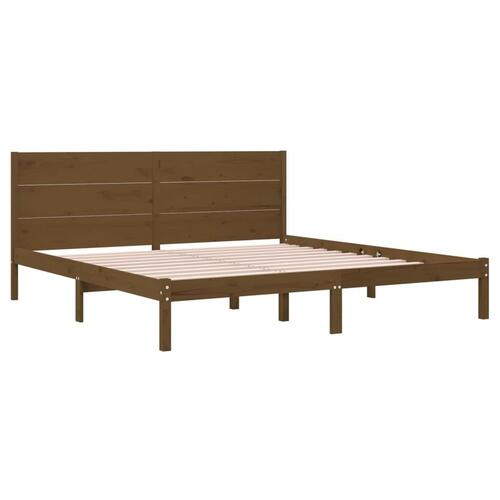 Sengeramme 200x200 cm massivt fyrretræ gyldenbrun