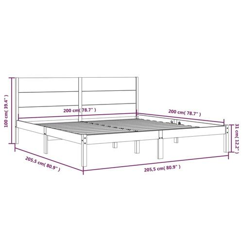 Sengeramme 200x200 cm massivt fyrretræ gyldenbrun