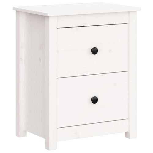 Sengebord 50x35x61,5 cm massivt fyrretræ hvid