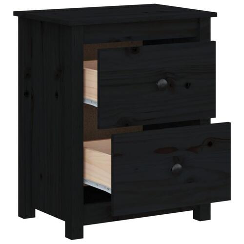 Sengebord 50x35x61,5 cm massivt fyrretræ sort