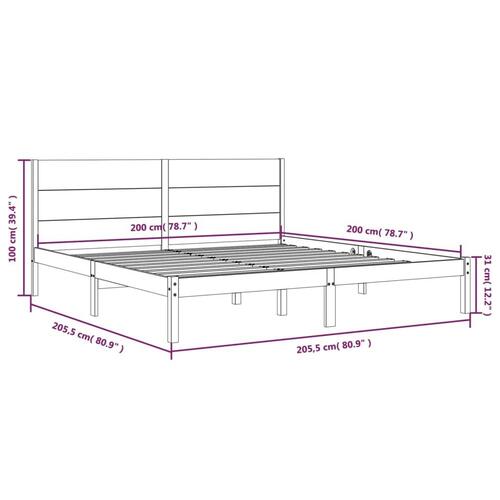 Sengeramme uden madras 200x200 cm massivt fyrretræ