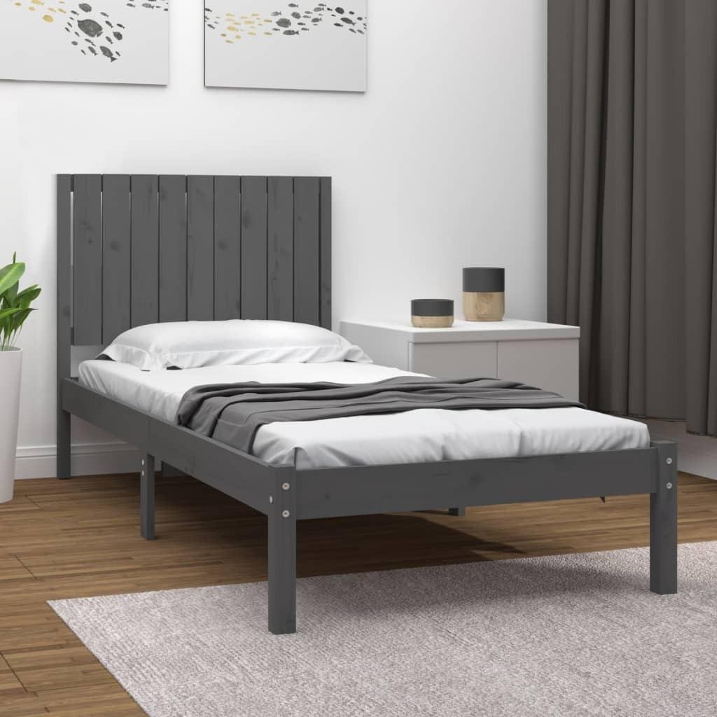 Sengeramme 90x200 cm massivt fyrretræ grå