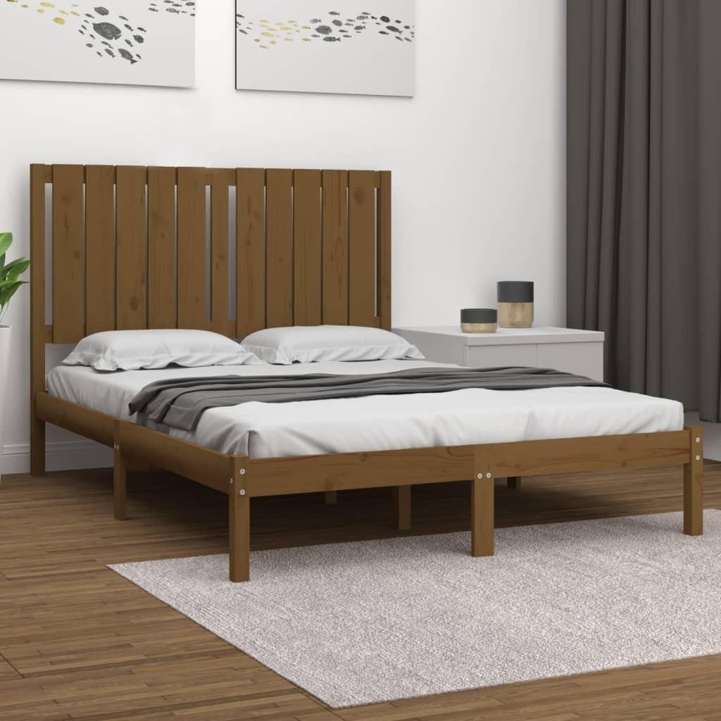 Sengeramme 120x190 cm Small Double massivt træ gyldenbrun