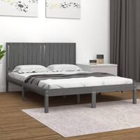Sengeramme 150x200 cm King Size massivt fyrretræ grå
