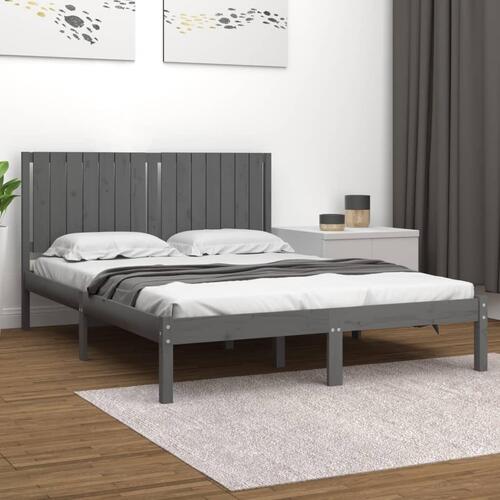 Sengeramme 150x200 cm King Size massivt fyrretræ grå