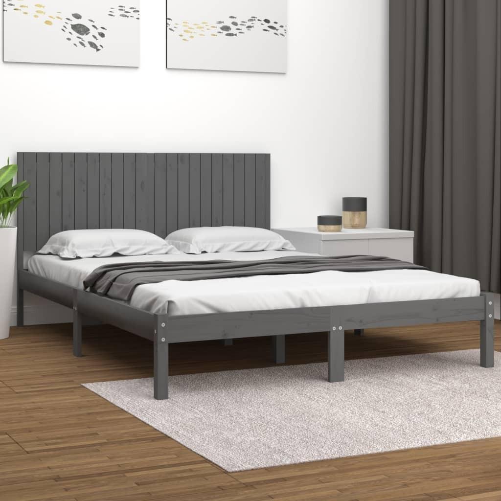Sengeramme 200x200 cm massivt fyrretræ grå