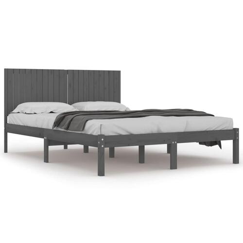 Sengeramme 200x200 cm massivt fyrretræ grå