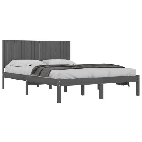 Sengeramme 200x200 cm massivt fyrretræ grå