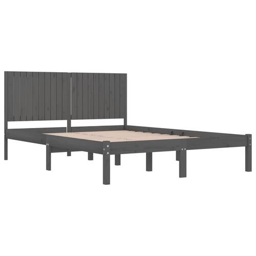 Sengeramme 200x200 cm massivt fyrretræ grå
