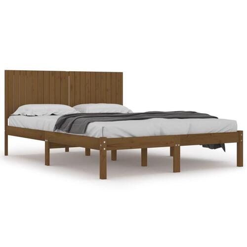 Sengeramme 200x200 cm massivt fyrretræ gyldenbrun