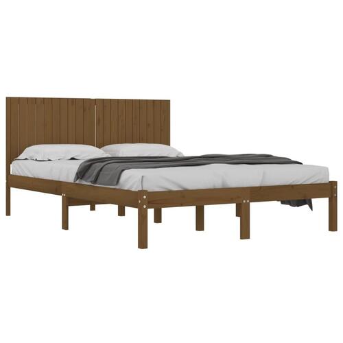 Sengeramme 200x200 cm massivt fyrretræ gyldenbrun