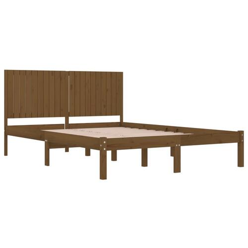 Sengeramme 200x200 cm massivt fyrretræ gyldenbrun