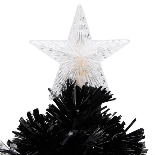 Juletræ med LED-snefnug 64 cm fiberoptik sort