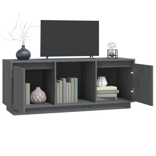 Tv-bord 110,5x35x44 cm massivt fyrretræ grå